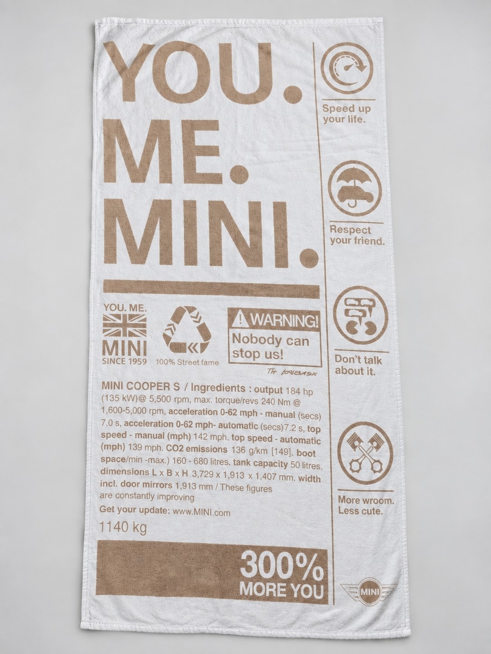 Official MINI Cooper S Beach Towel - YOU ME MINI Collector Merch
